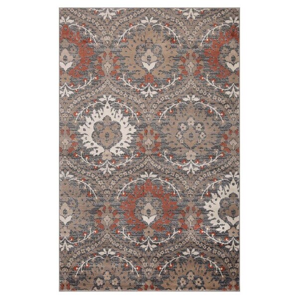 Palacedesigns 5 x 8 ft. Floral Stain Resistant Rectangle Area Rug - Rust PA3105803 - main